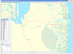 West Palm Beach-Boca Raton Metro Area Wall Map Basic Style 2024